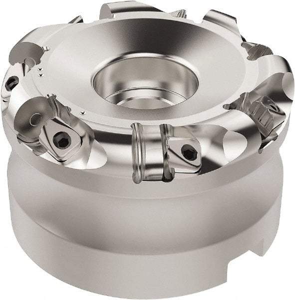 Seco - 112.28mm Cut Diam, 6mm Max Depth, 1-1/4" Arbor Hole, 7 Inserts, RN.. 1207 Insert Style, Indexable Copy Face Mill - R220.26 Cutter Style, 9,400 Max RPM, 2 High, Through Coolant, Series R220.26 - Benchmark Tooling