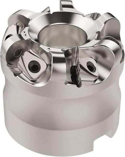 Seco - 37.33mm Cut Diam, 6mm Max Depth, 22mm Arbor Hole, 6 Inserts, RN.. 1204 Insert Style, Indexable Copy Face Mill - R220.26 Cutter Style, 16,700 Max RPM, 45mm High, Through Coolant, Series R220.26 - Benchmark Tooling