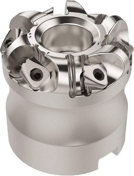 Seco - 37.33mm Cut Diam, 6mm Max Depth, 22mm Arbor Hole, 6 Inserts, RN.. 1204 Insert Style, Indexable Copy Face Mill - R220.26 Cutter Style, 16,700 Max RPM, 45mm High, Through Coolant, Series R220.26 - Benchmark Tooling