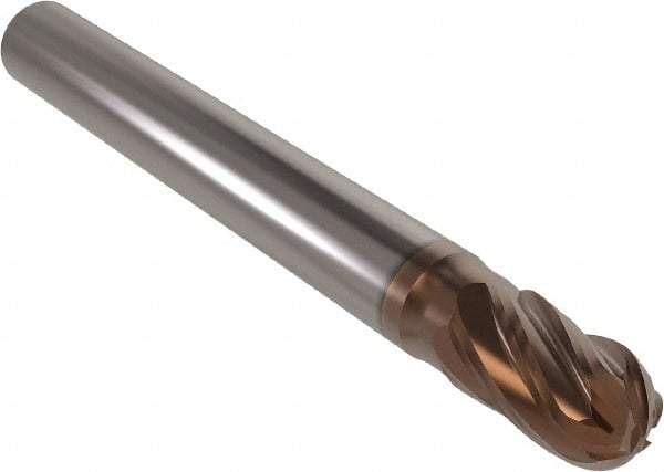 Seco - 8mm Diam, 13mm LOC, 6 Flute Solid Carbide Ball End Mill - HXT Finish, Single End, 58mm OAL, 8mm Shank Diam, Spiral Flute - Benchmark Tooling