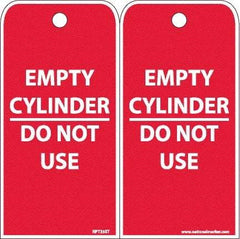 NMC - 4" High x 8" Long, EMPTY CYLINDER-DO NOT USE, English Safety & Facility Accident Prevention Tag - 2 Sides, White Poly - Benchmark Tooling
