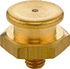 Umeta - Straight Head Angle, M10x1 Metric Brass Button-Head Grease Fitting - 17mm Hex, 17mm Overall Height - Benchmark Tooling