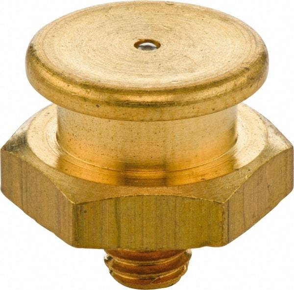 Umeta - Straight Head Angle, 3/8 BSPP Brass Button-Head Grease Fitting - 17mm Hex, 18mm Overall Height - Benchmark Tooling