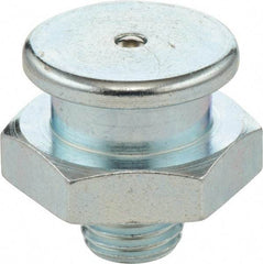 Umeta - Straight Head Angle, 1/4 BSPP Stainless Steel Button-Head Grease Fitting - 17mm Hex, 17mm Overall Height - Benchmark Tooling