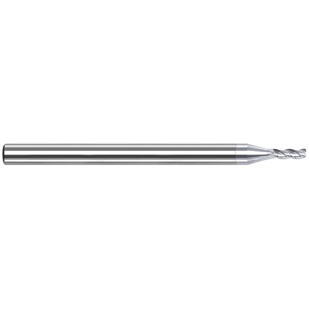 Corner Radius End Mill: 0.031″ Dia, 3/32″ LOC, 0.01″ Radius, 3 Flutes, Solid Carbide 1-1/2″ OAL, 1/8″ Shank Dia, 42 ° Helix, TiB2 Coated, Corner Radius End