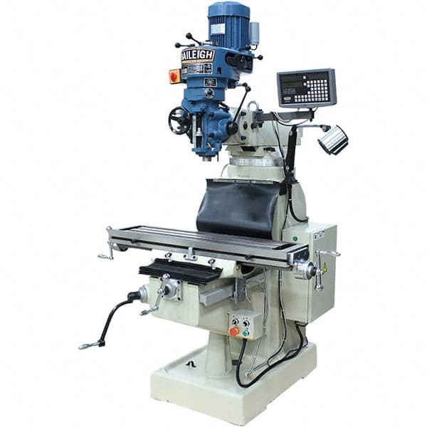 Baileigh - 9" Table Width x 42" Table Length, Step Pulley Control, 1 Phase Knee Milling Machine - R8 Spindle Taper, 3 hp - Benchmark Tooling