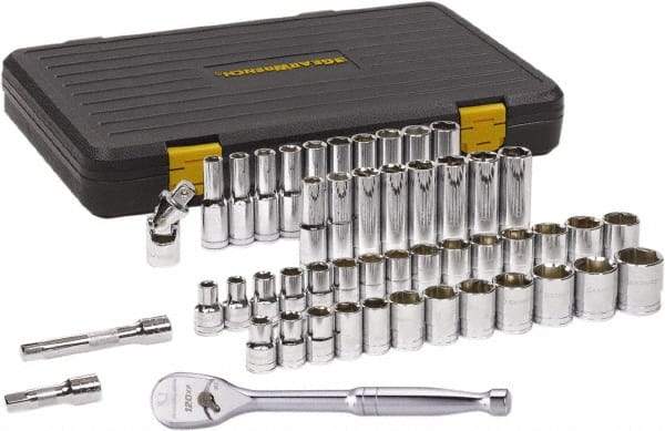 GearWrench - 49 Piece 1/2" Drive Chrome Finish Deep Well Socket Set - 6 Points, 7/16" to 1-1/8" (10mm to 24mm) Range, Inch/Metric Measurement Standard - Benchmark Tooling