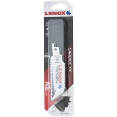 Lenox - 4" Long x 1" Thick, Bi-Metal Reciprocating Saw Blade - Tapered Profile, 8 TPI, Toothed Edge, Tang Shank - Benchmark Tooling