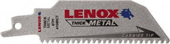 Lenox - 4" Long x 1" Thick, Bi-Metal Reciprocating Saw Blade - Tapered Profile, 8 TPI, Toothed Edge, Tang Shank - Benchmark Tooling