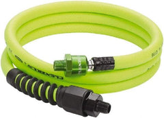 Legacy - 3/8" ID x 0.61" OD 6' Long Lead-In Whip Hose - MNPT High Flow Ball Swivel x MNPT Ends, 300 Working psi, -40 to 140°F, 1/4" Fitting, Green - Benchmark Tooling