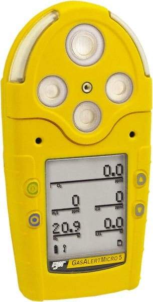 BW Technologies by Honeywell - Visual, Vibration & Audible Alarm, LCD Display, Multi-Gas Detector - Monitors LEL, Oxygen, Hydrogen Sulfide, Carbon Monoxide & Ammonia, -20 to 50°C Working Temp - Benchmark Tooling