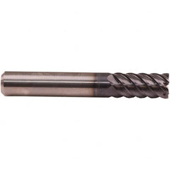 Emuge - 8mm Diam, 19mm LOC, 6 Flute Solid Carbide Roughing & Finishing End Mill - TiAlN Finish, 63mm OAL, 8mm Shank Diam, Cylindrical Shank, 50° Helix, Long Length - Benchmark Tooling