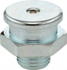 Umeta - Straight Head Angle, 1/2-14 BSPP Steel Button-Head Grease Fitting - 22mm Hex, 21.5mm Overall Height - Benchmark Tooling