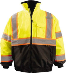 OccuNomix - Size L Cold Weather Jacket - High Visbility Yellow, Black, Denier Polyester, Zipper Closure, 60" Chest - Benchmark Tooling