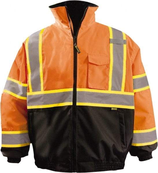 OccuNomix - Size 5XL Cold Weather Jacket - High Visbility Orange, Black, Denier Polyester, Zipper Closure, 75" Chest - Benchmark Tooling