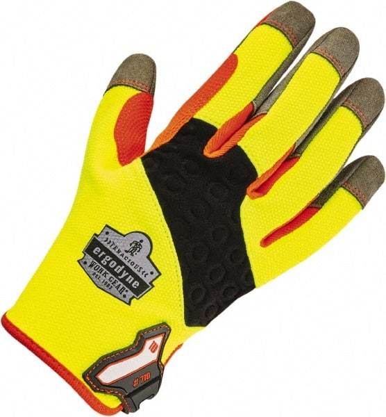 Ergodyne - Size M (8) Work Gloves - Uncoated, Hook & Loop Cuff, Full Fingered, Lime Green, Paired - Benchmark Tooling