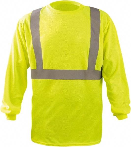 OccuNomix - Size XL, Hi-Viz Yellow, High Visibility, Long Sleeve T-Pocket, - 48" Chest, 1 Pocket, Polyester - Benchmark Tooling