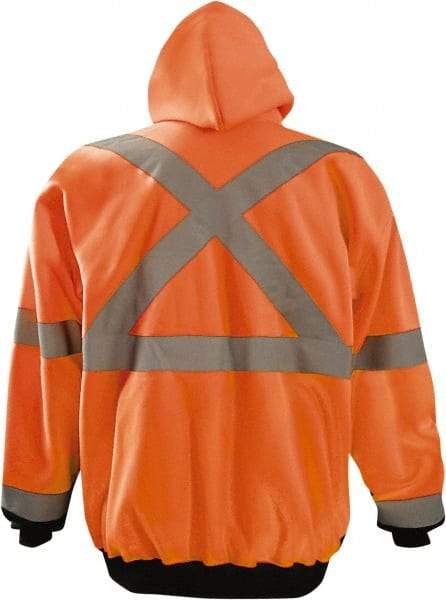 OccuNomix - Size L High Visibility Sweatshirt - High Visbility Orange, Black, Polyester, Zipper Closure - Benchmark Tooling