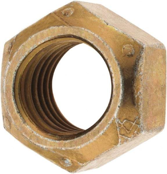 Made in USA - 3/4-10 Grade C Hex Lock Nut with Distorted Thread - Zinc Yellow with Wax Finish - Benchmark Tooling