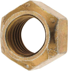 Made in USA - 1-1/4 - 7 Grade C Hex Lock Nut with Distorted Thread - Zinc Yellow with Wax Finish - Benchmark Tooling