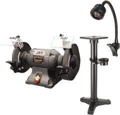 Jet - 10" Wheel Diam x 1" Wheel Width, 1-1/2 hp Grinder - 1" Arbor Hole Diam, 1 Phase, 1,720 Max RPM, 115 Volts - Benchmark Tooling