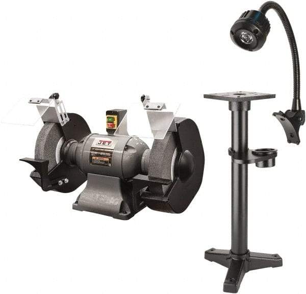 Jet - 12" Wheel Diam x 1" Wheel Width, 2 hp Grinder - 1-1/4" Arbor Hole Diam, 1 Phase, 1,720 Max RPM, 230 Volts - Benchmark Tooling