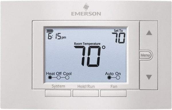 White-Rodgers - 50 to 99°F, 2 Heat, 2 Cool, Digital Programmable Multi-Stage Thermostat - 20 to 30 Volts, 1.77" Inside Depth x 1.77" Inside Height x 5-1/4" Inside Width, Horizontal Mount - Benchmark Tooling