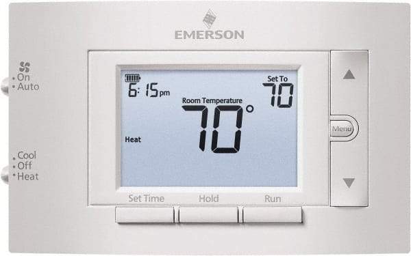 White-Rodgers - 50 to 99°F, 1 Heat, 1 Cool, Digital Programmable Thermostat - 20 to 30 Volts, 1.77" Inside Depth x 1.77" Inside Height x 5-1/4" Inside Width, Horizontal Mount - Benchmark Tooling