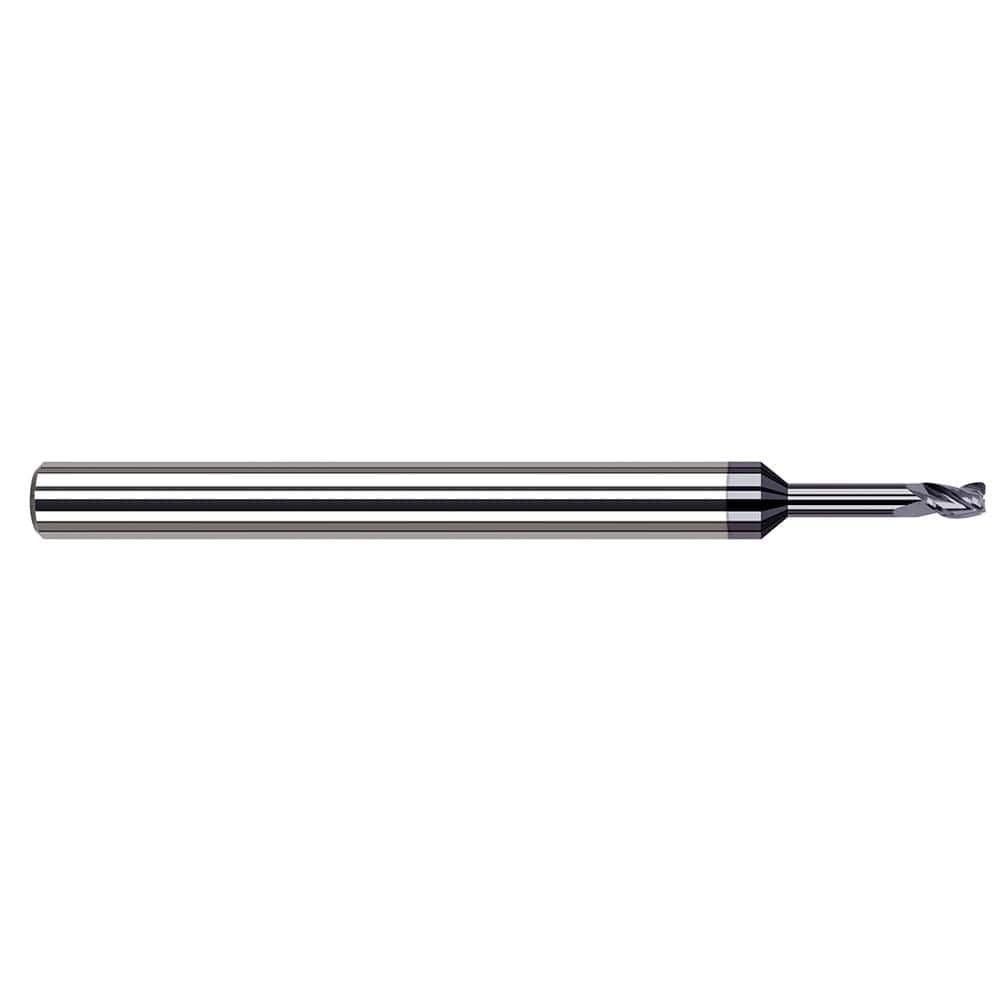 Corner Radius End Mill: 0.1562″ Dia, 0.235″ LOC, 1/64″ Radius, 4 Flutes, Solid Carbide 3″ OAL, 3/16″ Shank Dia, 37 ° Helix, AlTiN Coated, Corner Radius End