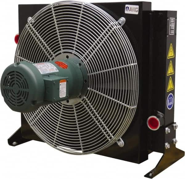 AKG Thermal Systems - 2" SAE 4 Bolt Flange, 1 Fan Mount, Liquid-To-Air Aluminum Brazed Process Equipment Heat Exchanger - Oil Cooler, Ethylene Glycol/Water Mixture Cooler, 30.19" High x 37.01" Wide x 23.3" Deep, 250°F Max - Benchmark Tooling