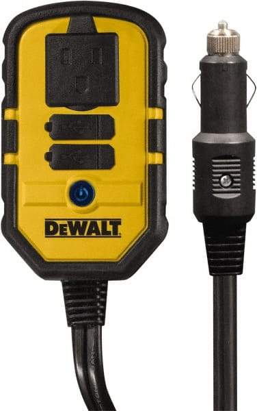 DeWALT - 1 Connection, 13.8 VDC Input, 120 VAC Output, 12 Amp Input Rating, 140 Peak Wattage, Power Inverter - 120 Watt Continuous Output Power - Benchmark Tooling