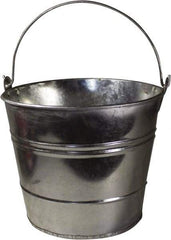 Funnel King - 12 Qt, 10" High, Galvanized Steel Round Silver Single Pail - Handle Included, 11-1/2" Top Diam - Benchmark Tooling