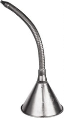 Funnel King - 1 Qt Capacity Galvanized Steel Funnel - 6-3/8" Mouth OD, 7/16" Tip OD, 14" Flexible Spout, Silver - Benchmark Tooling