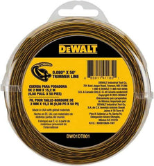 DeWALT - 0.08" Diam, 50' Long String Trimmer Replacment Line - For DCST920B, DCST920P1, DCST970X1, DCST990B, DCST990H1, DCST990M1 - Benchmark Tooling