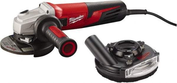 Milwaukee Tool - 5" Wheel Diam, 11,000 RPM, Corded Angle & Disc Grinder - 5/8-11 Spindle, 120 Volts, 13 Amps - Benchmark Tooling