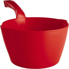 Remco - 64 oz Red Polypropylene Round Bottom Scoop - 8.3" Wide x 4-1/2" Deep Bowl, 5-1/2" Handle Length, 13" OAL - Benchmark Tooling