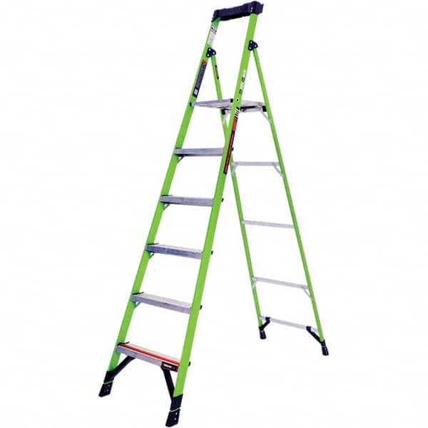 Little Giant Ladder - 6 Steps, 8' High, Type IAA Rating, Fiberglass Step Ladder - 375 Lb Capacity, 24" Base Width - Benchmark Tooling