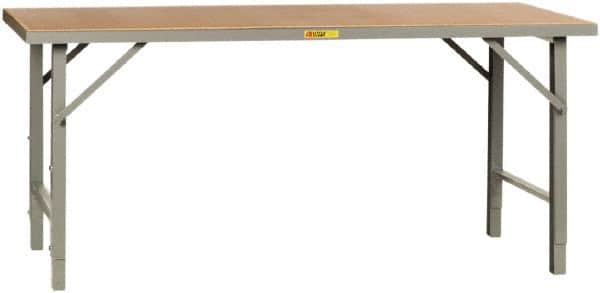 Little Giant - 72 Wide x 36" Deep x 28-1/4" High, Hardboard on Steel Heavy-Duty Folding Leg Table - Adjustable Height Legs, Gray - Benchmark Tooling