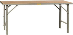 Little Giant - 84 Wide x 36" Deep x 28-1/4" High, Hardboard on Steel Heavy-Duty Folding Leg Table - Adjustable Height Legs, Gray - Benchmark Tooling