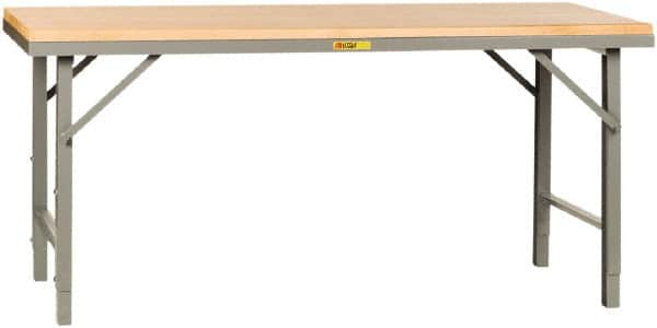 Little Giant - 72 Wide x 30" Deep x 30" High, Butcher Block Heavy-Duty Folding Leg Table - Adjustable Height Legs, Gray - Benchmark Tooling