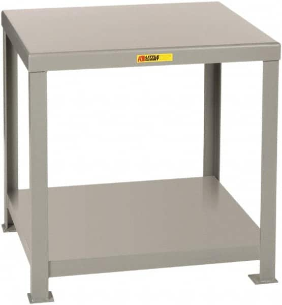 Little Giant - 48 Wide x 30" Deep x 24" High, 7 Gauge Steel Heavy-Duty Machine Table - Fixed Legs, Gray - Benchmark Tooling