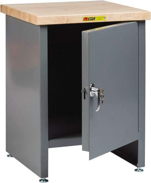 Little Giant - 24 Wide x 24" Deep x 34" High, Butcher Block Compact Work Center Cabinet - Fixed Legs With Adjustable Height Glides, Gray - Benchmark Tooling