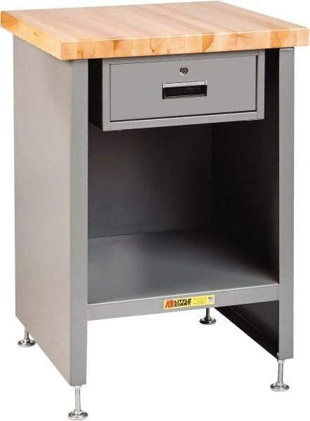 Little Giant - 24 Wide x 24" Deep x 34" High, Butcher Block Compact Work Center Cabinet - Fixed Legs With Adjustable Height Glides, Gray - Benchmark Tooling