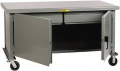 Little Giant - 3,600 Lb Capacity, 2 Shelf, 2 Drawer, 2 Door Mobile Heavy-Duty Workbench Cabinet - 72" Wide x 36" Deep x 37-1/2" High, Steel, Gray - Benchmark Tooling