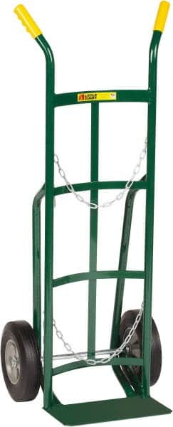Little Giant - 800 Lb Capacity 47" OAH Cylinder Hand Truck - 8 x 14" Base Plate, Dual Handle, Steel, Flat-Free Microcellular Foam Wheels - Benchmark Tooling