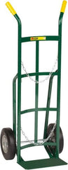 Little Giant - 800 Lb Capacity 47" OAH Cylinder Hand Truck - 8 x 14" Base Plate, Dual Handle, Steel, Flat-Free Microcellular Foam Wheels - Benchmark Tooling