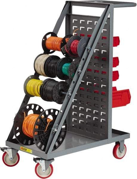 Little Giant - 600 Lb Capacity, 18" Wide x 32" Long x 46-1/4" High Wire Spool Cart - 1 Shelf, Steel, Polyurethane Casters - Benchmark Tooling