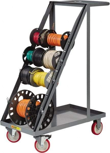 Little Giant - 600 Lb Capacity, 18" Wide x 32" Long x 46-1/4" High Wire Spool Cart - 1 Shelf, Steel, Polyurethane Casters - Benchmark Tooling