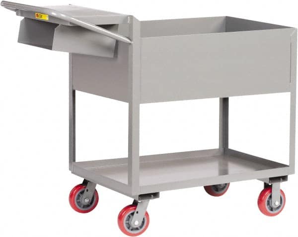 Little Giant - 3,600 Lb Capacity, 18" Wide x 46" Long x 41" High Deep Shelf Cart - 2 Shelf, Steel, Polyurethane Casters - Benchmark Tooling