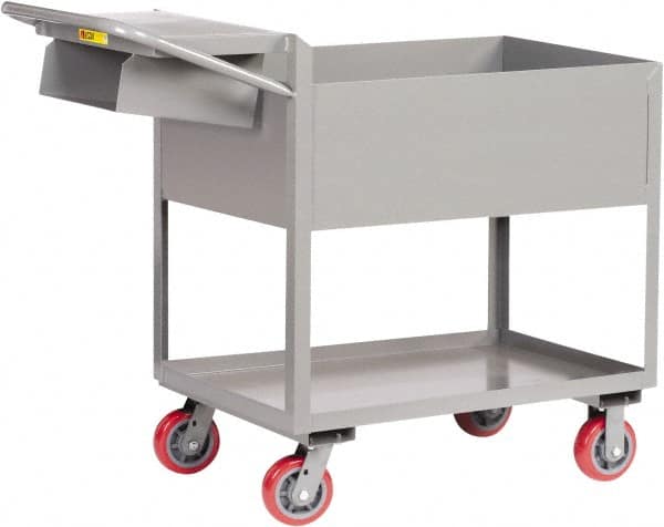 Little Giant - 3,600 Lb Capacity, 24" Wide x 64" Long x 41" High Deep Shelf Cart - 2 Shelf, Steel, Polyurethane Casters - Benchmark Tooling